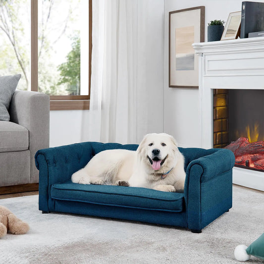 WCFI Dog Couches for Large Dogs Up to 60 lbs 31" W Memory Foam Large Dog Couch Bed with Legs Durable Elevated Dog Sofa Couch Washable Fabric Pet Bed for Medium and Large Dogs